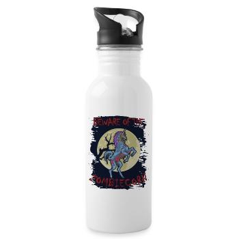 Zombiecorn Beware of the Zombiecorn Zombie Einhorn - Trinkflasche mit integriertem Trinkhalm - Weiß - Rechts