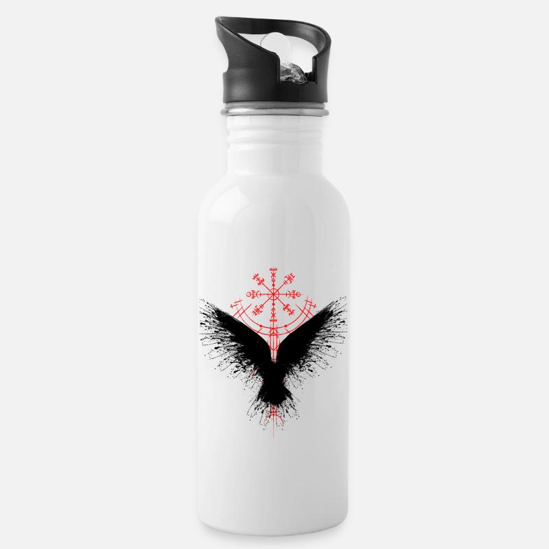 Odin's raven - Water bottle with straw - white