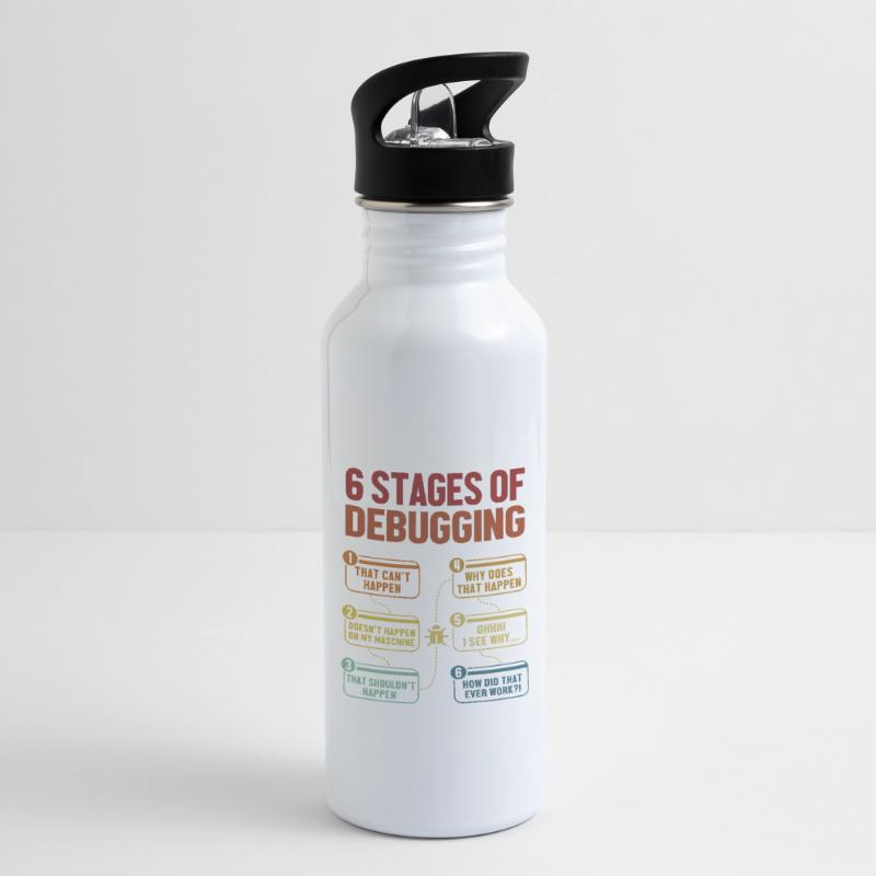 6 Stages of Debugging Full Stack Coder Software Water bottle with straw