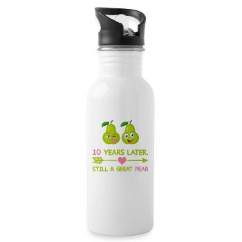 10th Year Anniversary Funny Still A Great Pear - Trinkflasche mit integriertem Trinkhalm - Weiß - Rechts