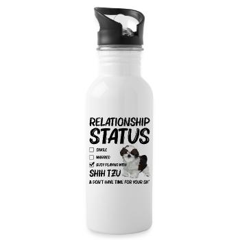 Relationship Status Busy Playing With My Shih Tzu - Trinkflasche mit integriertem Trinkhalm - Weiß - Rechts