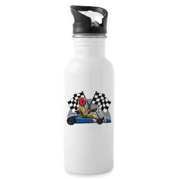 Vintage Kart Retro Go-Kart Geschenkidee - Trinkflasche mit integriertem Trinkhalm - Weiß - Rechts