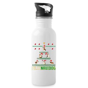 Beagles Feliz Navidog Merry Chritsmas - Trinkflasche mit integriertem Trinkhalm - Weiß - Rechts