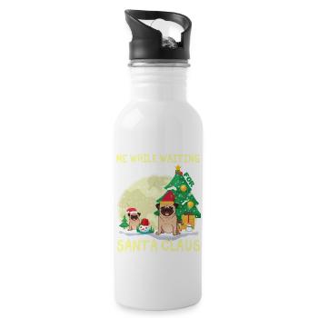 Carlin moi en attendant le Père Noël - Gourde avec paille intégrée - blanc - Droite