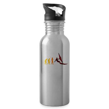 Windsurfen Evolution Geschenk - Trinkflasche mit integriertem Trinkhalm - Lightsilver - Rechts