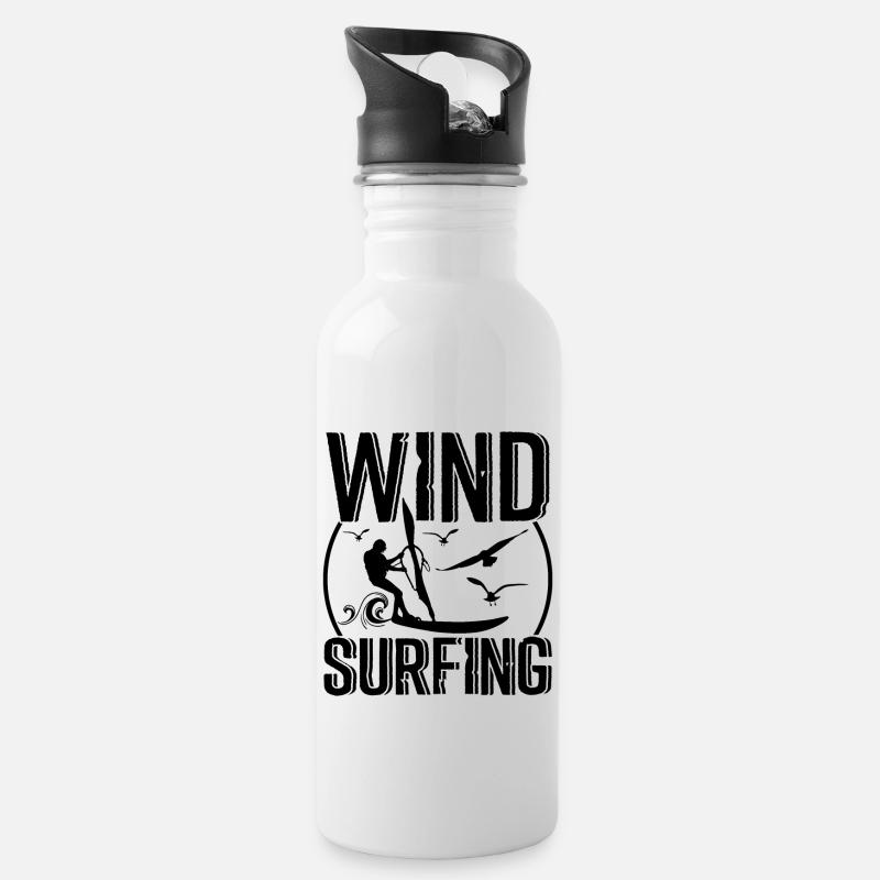 Windsurfing - Trinkflasche mit integriertem Trinkhalm - Weiß