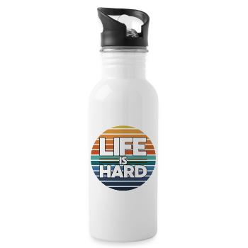 Life is hard - Water bottle with straw - white - Right