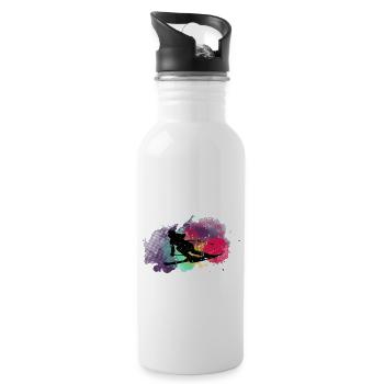 Funny ski skier mountains skiing saying gift - Water bottle with straw - white - Right