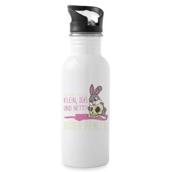 Lustige Hasen Geschenk kleine böse süße Hasen - Trinkflasche mit integriertem Trinkhalm - Weiß - Rechts