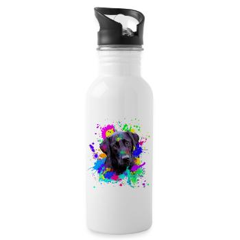 Süßer Schwarzer Labrador-Hund - Trinkflasche mit integriertem Trinkhalm - Weiß - Rechts