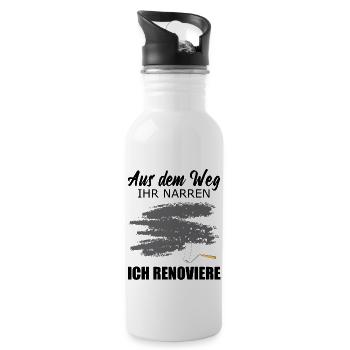 Renovieren Renovierung Lustiger Spruch Geschenk - Trinkflasche mit integriertem Trinkhalm - Weiß - Rechts