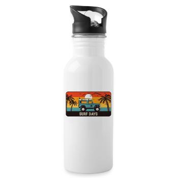 Retro Sunset Surf days - Water bottle with straw - white - Right