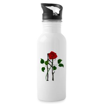 Night flowers gothic goth skull death skull punk - Water bottle with straw - white - Right