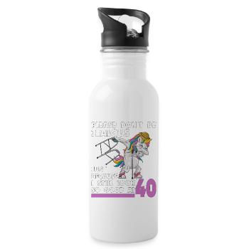 40e anniversaire Licorne 40 ans avec bâton de déambulateur - Gourde avec paille intégrée - blanc - Droite