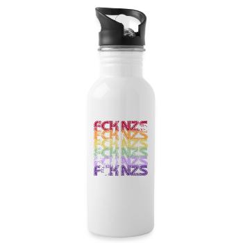 Gegen Nazis - FCK NZS - Gegen Rechts - Vintage - Trinkflasche mit integriertem Trinkhalm - Weiß - Rechts