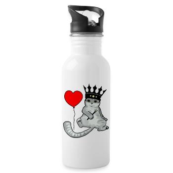 Katze Geburtstag König Herz Glückwunsch - Trinkflasche mit integriertem Trinkhalm - Weiß - Rechts