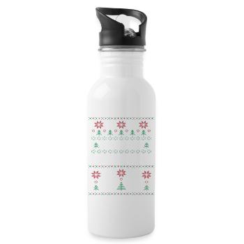 Besinnlich besoffen Ugly Christmas - Trinkflasche mit integriertem Trinkhalm - Weiß - Rechts