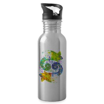 Caméléon Yin-Yang coloré – Harmonie - Gourde avec paille intégrée - argent clair - Droite