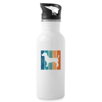 Jack Russel Terrier Hund Hundeliebe Retro Geschenk - Trinkflasche mit integriertem Trinkhalm - Weiß - Rechts