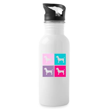 Jack Russel Hund Terrier Retro Geschenk - Trinkflasche mit integriertem Trinkhalm - Weiß - Rechts