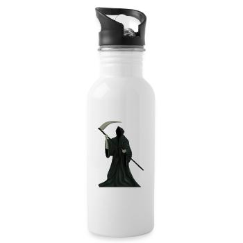 Sensenmann | Halloween | Sense | Der Tod - Trinkflasche mit integriertem Trinkhalm - Weiß - Rechts