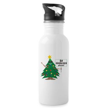 Lustiges Weihnachts Motiv Christbaum Tannenbaum - Trinkflasche mit integriertem Trinkhalm - Weiß - Rechts