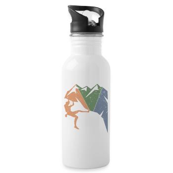 Kletterer Geschenk Bergsteiger Felsklettern Berge - Trinkflasche mit integriertem Trinkhalm - Weiß - Rechts