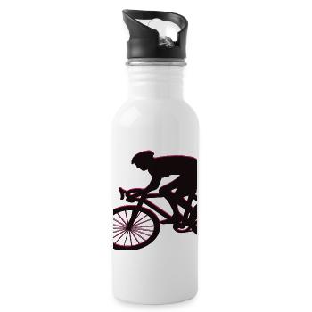 Cyclist cycling racing bike retro vintage - Water bottle with straw - white - Right