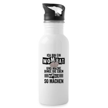 Wombat Beuteltier Wombatliebhaber Geschenk - Trinkflasche mit integriertem Trinkhalm - Weiß - Rechts