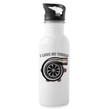 I LOVE MY TURBO - Trinkflasche mit integriertem Trinkhalm - Weiß - Rechts