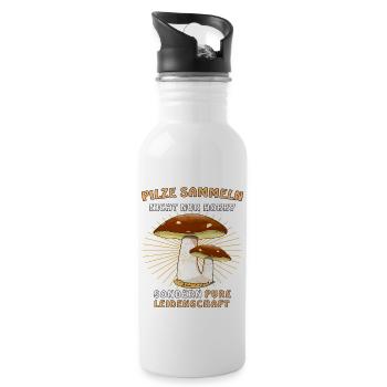 PILZE SAMMELN NICHT NUR HOBBY - Trinkflasche mit integriertem Trinkhalm - Weiß - Rechts