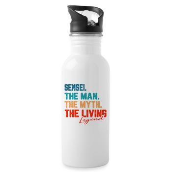Karate Teacher Sensei Myth Legend Gift - Water bottle with straw - white - Right