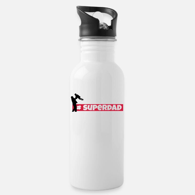superdad, superpapa,mein held,dad,papa,vater - Trinkflasche mit integriertem Trinkhalm - Weiß