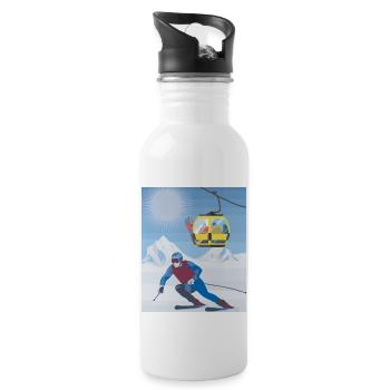 ski - Gourde avec paille intégrée - blanc - Droite