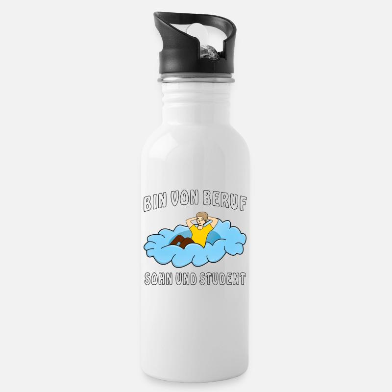 BIN VON BERUF SOHN UND STUDENT MANN AUF WOLKE - Trinkflasche mit integriertem Trinkhalm - Weiß