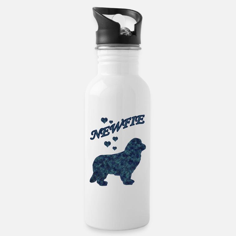 Chien de Terre-Neuve bleu - Gourde avec paille intégrée - blanc