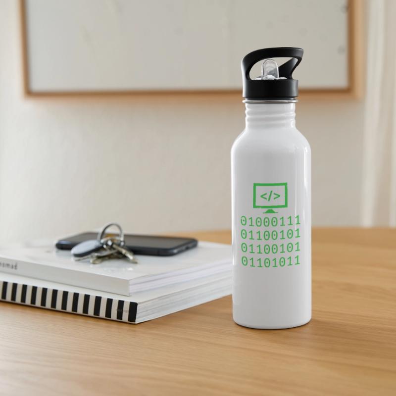 Cadeau de programmation de codage de code binaire Gourde avec paille intégrée