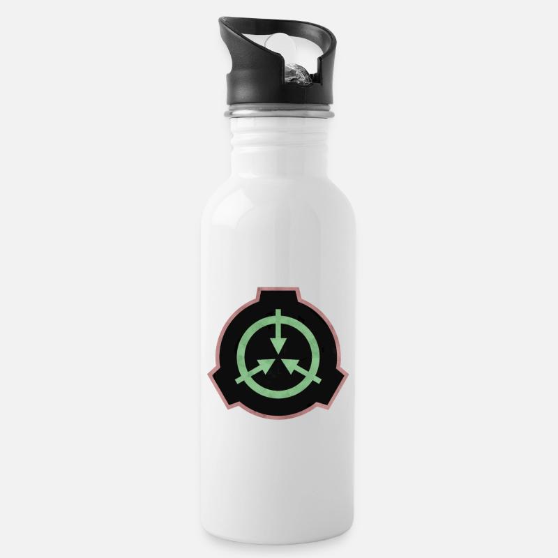 SCP Logo coloured - Water bottle with straw - white