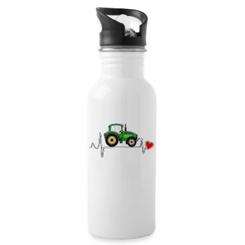 HERZSCHLAG TRAKTOR - Trinkflasche mit integriertem Trinkhalm - Weiß - Rechts