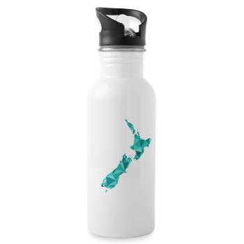 New Zealand Map in Polygon Style - Water bottle with straw - white - Right