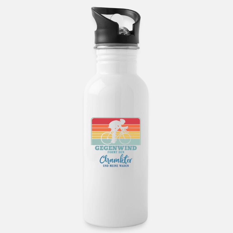 Fahrrad Radfahrer Retro Rennen Fahrradfahrer - Trinkflasche mit integriertem Trinkhalm - Weiß