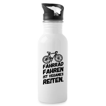 Lustige Sprüche Fahrrad Vegan Veganer II - Trinkflasche mit integriertem Trinkhalm - Weiß - Rechts
