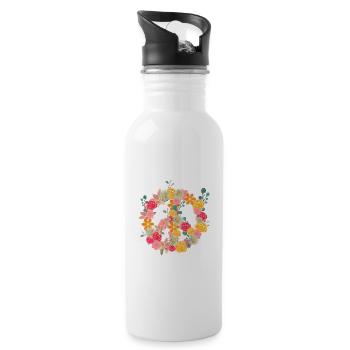 Peace Fleurs et paix pour le monde. Nature &L’amour - Gourde avec paille intégrée - blanc - Droite