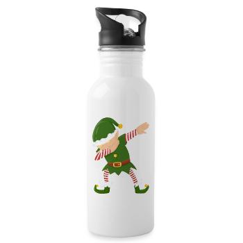 Elf dab dabbing Christmas funny trend gift - Water bottle with straw - white - Right