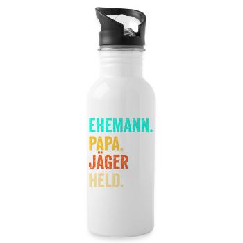 Jagen Papa Jäger Vater Jagverein Vatertag Geschenk - Trinkflasche mit integriertem Trinkhalm - Weiß - Rechts