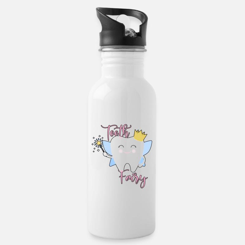 Zahnfee - Trinkflasche mit integriertem Trinkhalm - Weiß