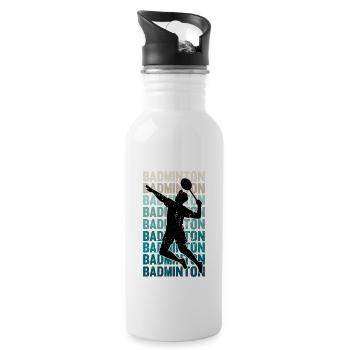 Badminton Shuttlecock Racket Sport Hobby Gift - Water bottle with straw - white - Right