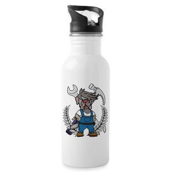 Tool mechanic workshop professions job - Water bottle with straw - white - Right