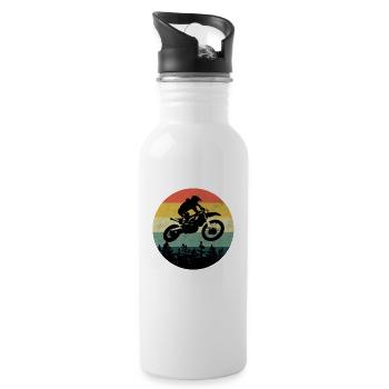 Motocross MX Motorcycle Motorrad Motorsport Biker - Trinkflasche mit integriertem Trinkhalm - Weiß - Rechts