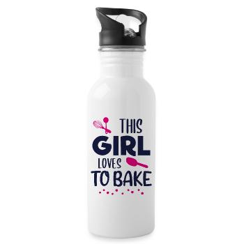 Baking girl saying baker bakery gift - Water bottle with straw - white - Right